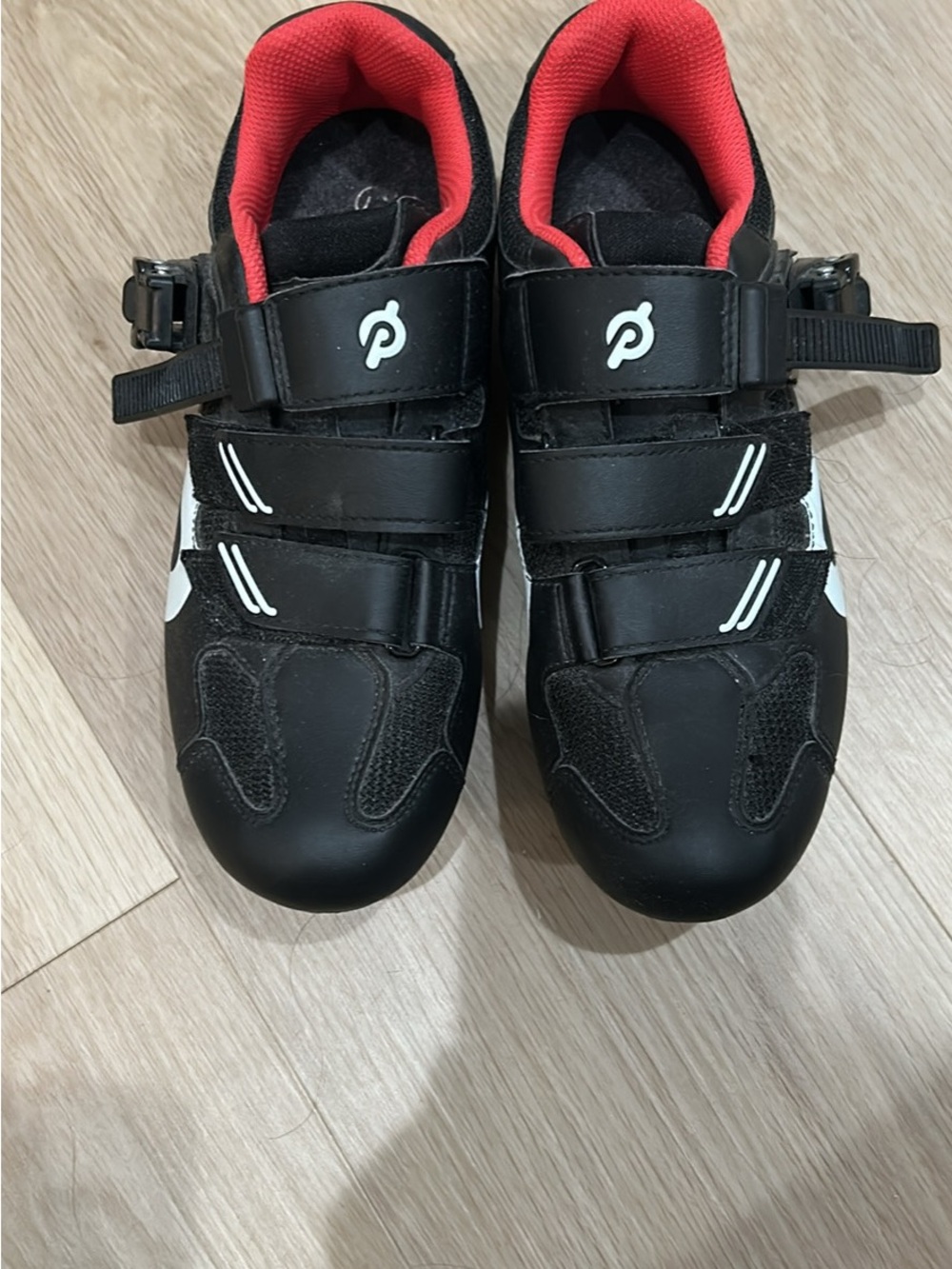 Peloton Kids Black and Red Cycling Sneakers